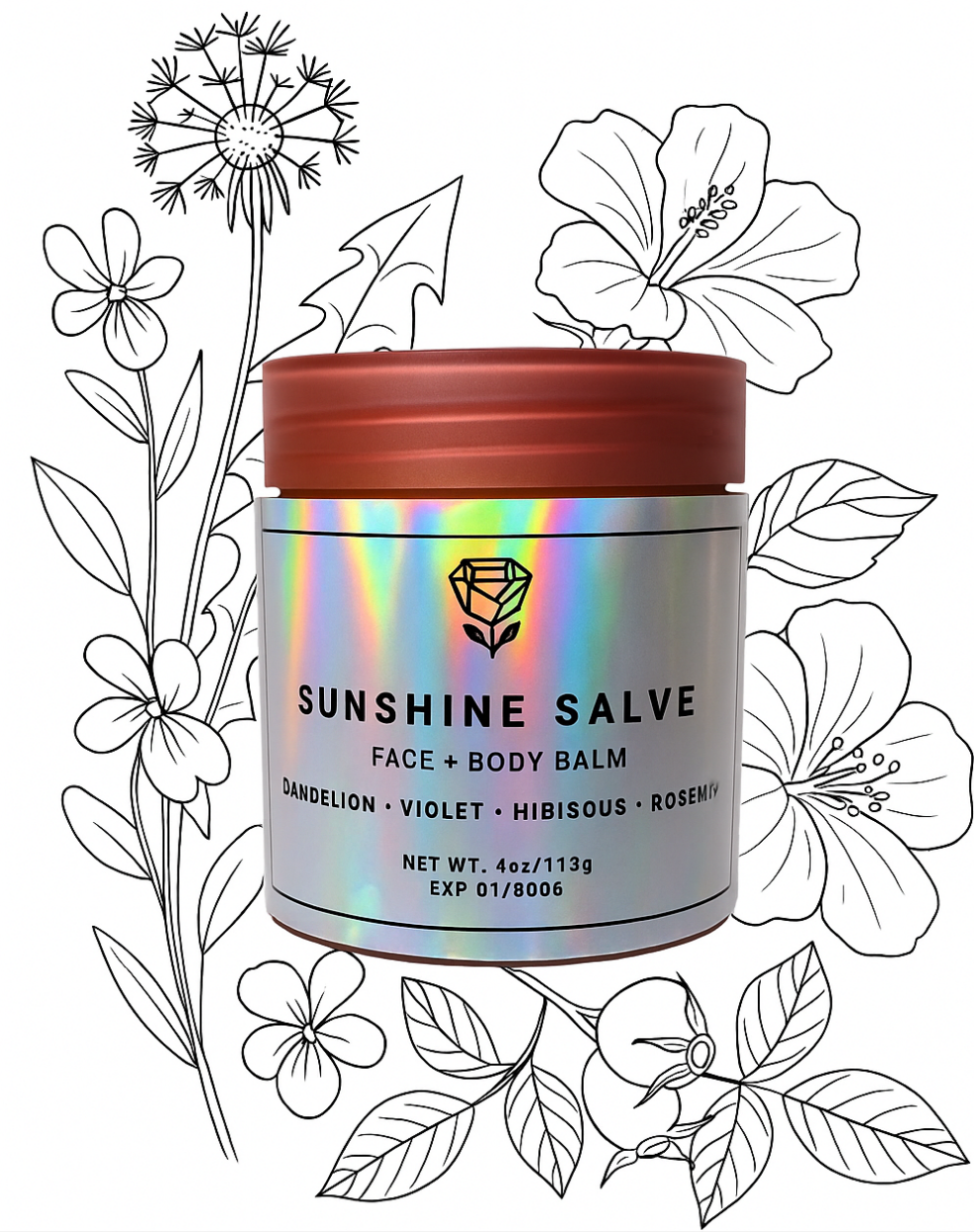 SUNSHINE SALVE |DANDELION • HIBISCUS • VIOLET • ROSEHIP | HYDRATING FACE + BODY BALM