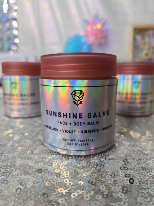 4oz SUNSHINE SALVE |DANDELION, HIBISCUS, VIOLET + ROSEHIP |  HYDRATING BALM FOR RADIANT SKIN | FACE + BODY BALM