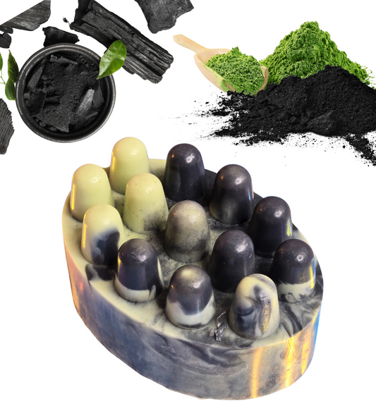 CLAY + COAL MASSAGE BAR | GOAT MILK SOAP | GREEN CLAY • HONEY • CHARCOAL | Fragrance Free