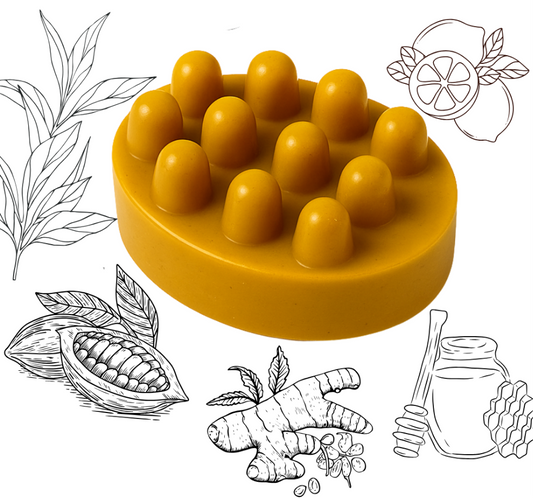 Golden Glow | TURMERIC • KOJIC ACID • HONEY MASSAGE BAR | GOATS MILK SOAP | FACE + BODY BAR